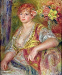 Femme blonde avec une rose, c.1915-17